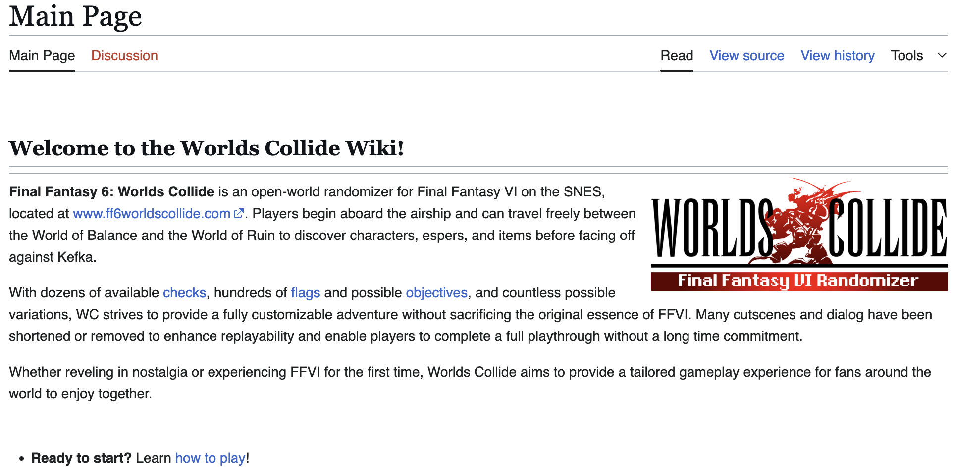 Worlds Collide Wiki — the external resource players had to rely on